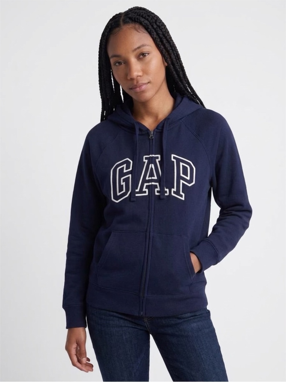 GAP Women's Dark Navy Full-Zip Hooded Sweatshirt